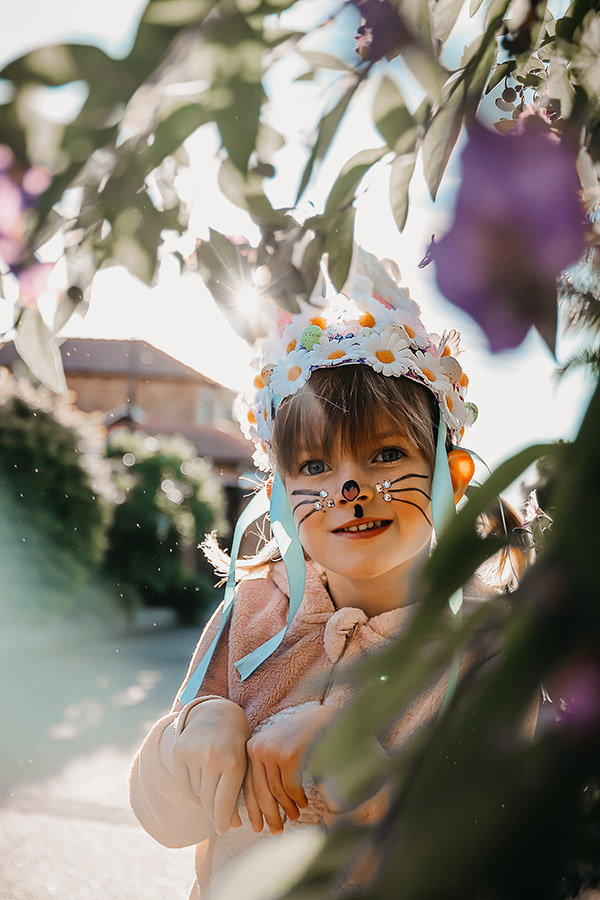 girl dressed as easter bunny